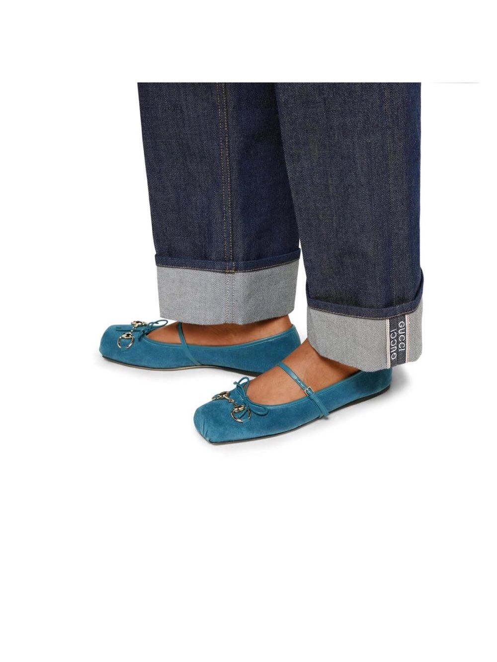 NIB Gucci Horsebit Ballet Flats Blue Suede Mary Jane Shoes Size 38 $1030 - Picture 5 of 13